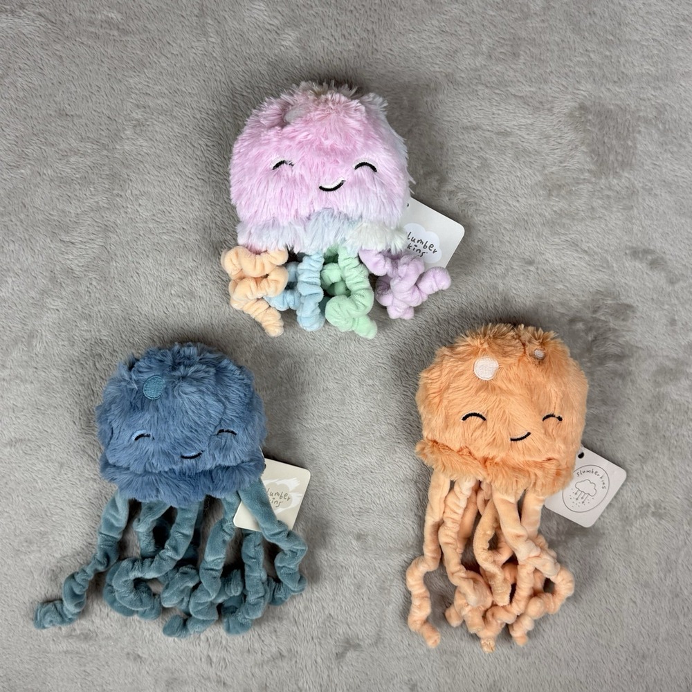 Slumberkins Mini Jellyfish Lot Of 3 Plush Rainbow Orange Blue NWT